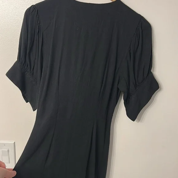 FREE PEOPLE Black Linen Blend Vintage Summer Midi Dress - Picture 10 of 12